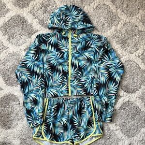 Forever 21 Tropical Leaf Print Jacket and Shorts Set